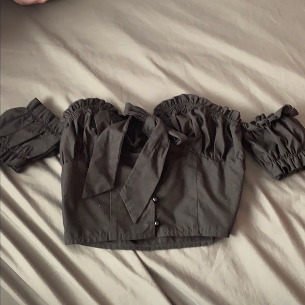 PLT Black Off Shoulder Frill Detail Top🖤